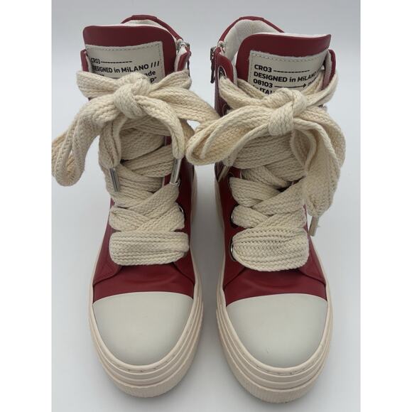 Christian Zerotre CALIPSO 300 Fuxia Leather Red High Top Sneakers Size 37 Italy - Picture 4 of 13